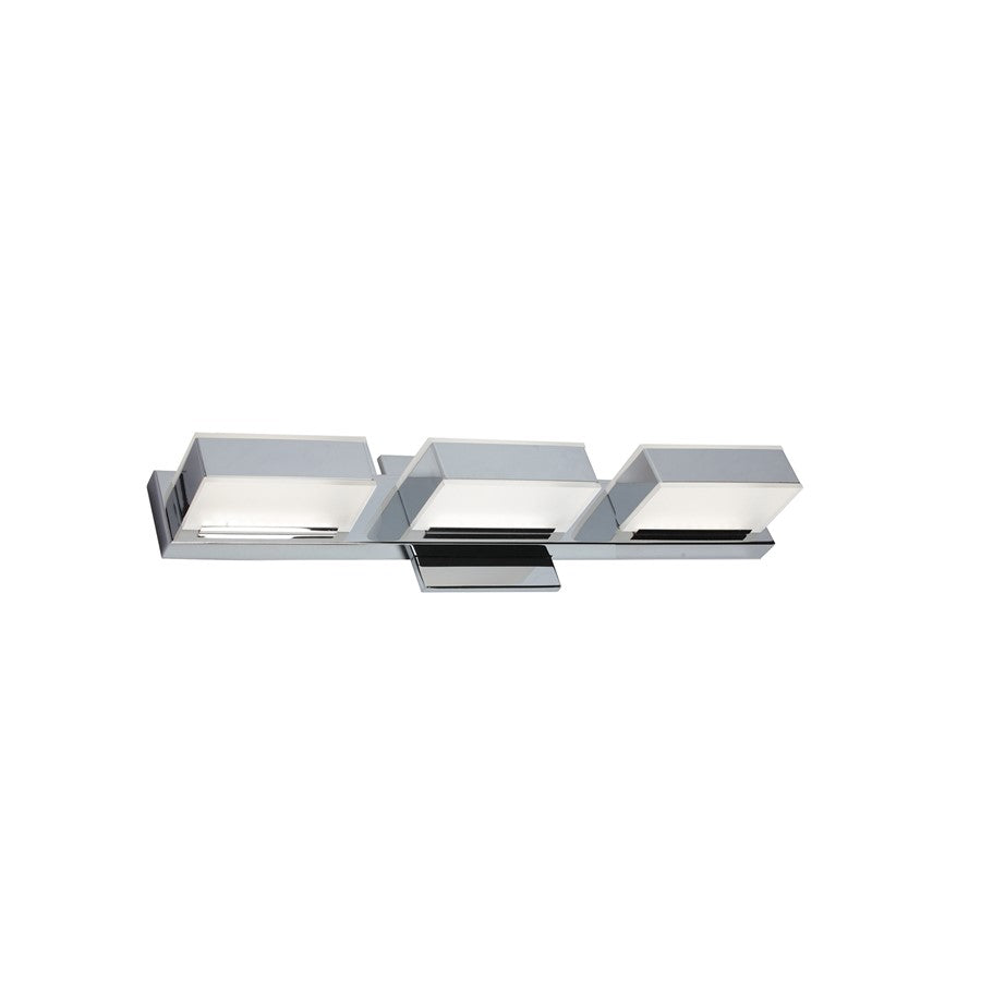 Dainolite VLD-215 20in 3-Light LED Vanity Light | Modern Polished Chrome and White Acrylic | Bathroom Vanity | 20 x 3 x 4.75 in | Model VLD-215-3W-PC