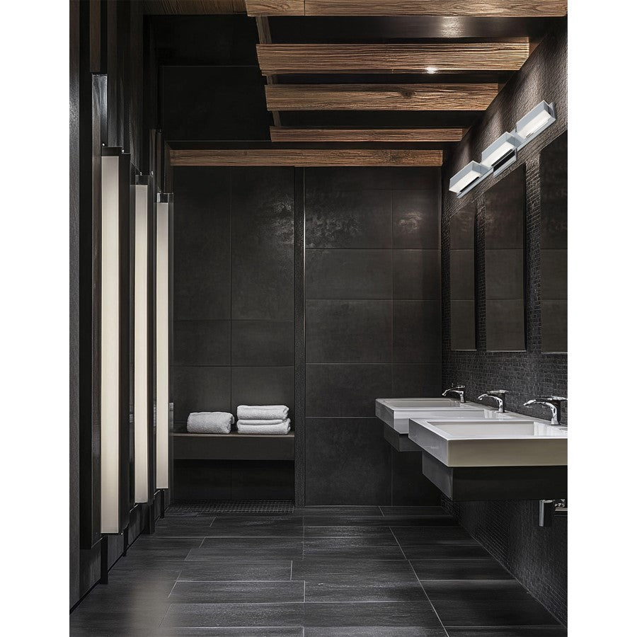 Dainolite VLD-215 20in 3-Light LED Vanity Light | Modern Polished Chrome and White Acrylic | Bathroom Vanity | 20 x 3 x 4.75 in | Model VLD-215-3W-PC