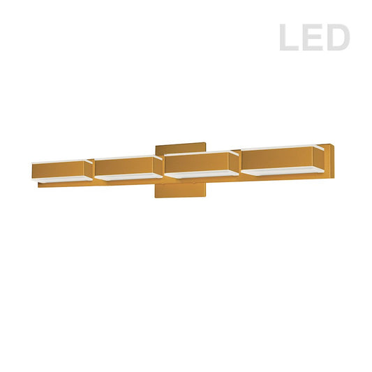 Dainolite VLD-215 27in 4-Light LED Vanity Light | Modern Painted Gold Metal and Frosted Acrylic | Bathroom Vanity & Powder Room | Model VLD-215-4W-GLD