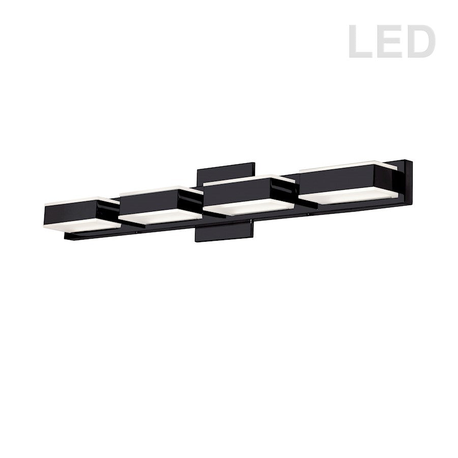 Dainolite VLD-215 26.7in 4-Light LED Vanity Light | Modern Matte Black and Frosted Acrylic | Bathroom Vanity | Model VLD-215-4W-MB