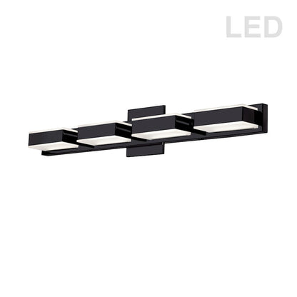 Dainolite VLD-215 26.7in 4-Light LED Vanity Light | Modern Matte Black and Frosted Acrylic | Bathroom Vanity | Model VLD-215-4W-MB