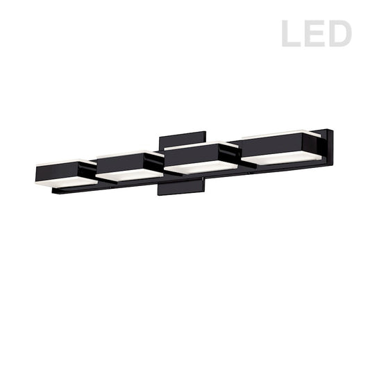 Dainolite VLD-215 26.7in 4-Light LED Vanity Light | Modern Matte Black and Frosted Acrylic | Bathroom Vanity | Model VLD-215-4W-MB