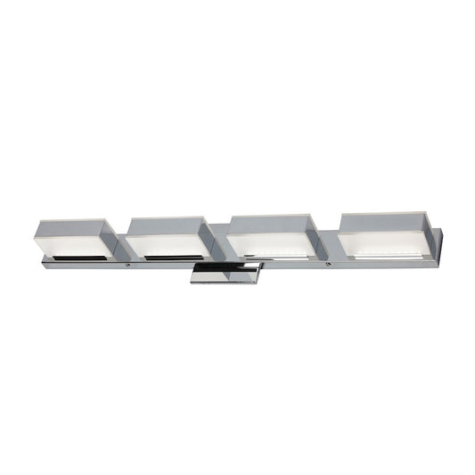 Dainolite VLD-215 27in 4-Light LED Vanity Light | Modern Polished Chrome and White Acrylic | Bathroom Vanity | 27 x 3 x 4.75 in | Model VLD-215-4W-PC