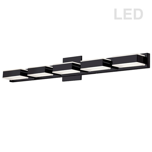 Dainolite VLD-215 32.5in 5-Light LED Vanity Light | Modern Matte Black and Frosted Acrylic | Bathroom Vanity | Model VLD-215-5W-MB