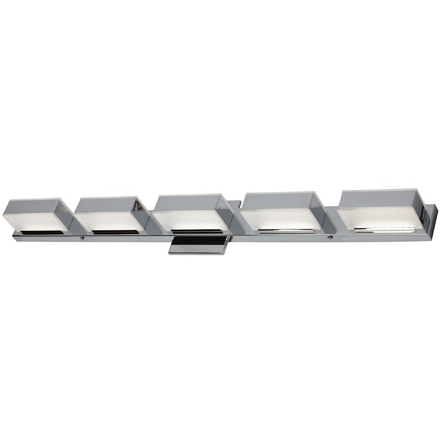 Dainolite VLD-215 34in 5-Light LED Vanity Light | Modern Polished Chrome and White Acrylic | Bathroom Vanity | 34 x 3 x 5 in | Model VLD-215-5W-PC