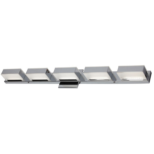 Dainolite VLD-215 34in 5-Light LED Vanity Light | Modern Polished Chrome and White Acrylic | Bathroom Vanity | 34 x 3 x 5 in | Model VLD-215-5W-PC