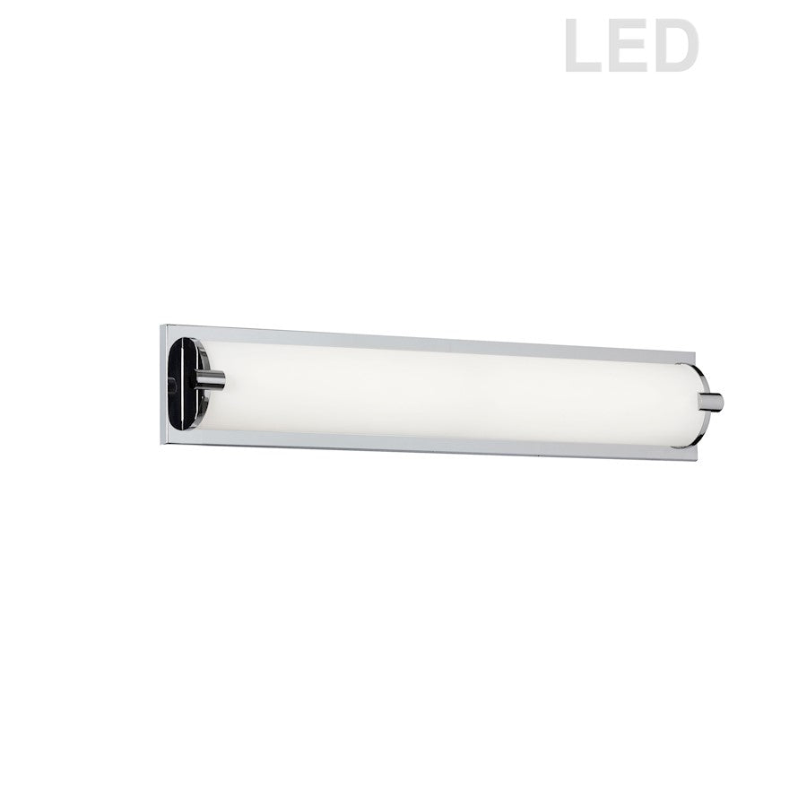 Dainolite VLD-464 25in 1-Light LED Vanity | Contemporary Polished Chrome and White Glass | Bathroom Vanity Light | 25 x 2.7 x 4.5 in | Model VLD-464-25-PC