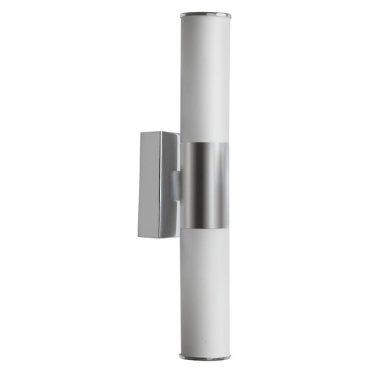 Dainolite 2-Light Wall Sconce | Modern Brushed Nickel and White Glass | Foyer & Bathroom Accent | 4 x 4 x 19 in | Model VLD-812W-BN