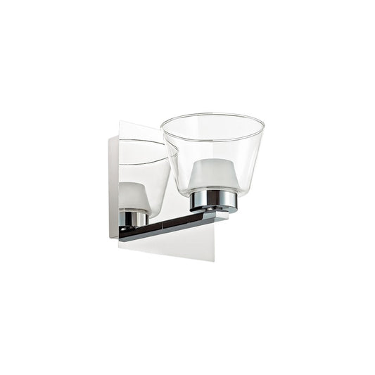Dainolite 1-Light Wall Sconce | Modern Polished Chrome and Clear/White Glass | Hallway & Bathroom Accent | 6 x 7 x 6 in | Model VLD836-1W-PC