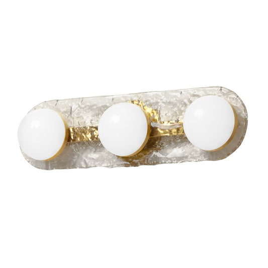 Dainolite Velma 20in 3-Light Vanity | Transitional Aged Brass and Clear Glass | Bathroom Vanity | 20 x 4 x 6 in | Model VLM-2030LEDW-AGB-CLR