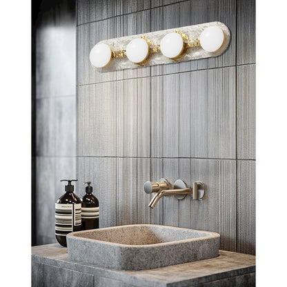 Dainolite Velma 27in 4-Light Vanity | Transitional Aged Brass and Clear Glass | Bathroom & Powder Room | 27 x 3 x 5 in | Model VLM-2840LEDW-AGB-CLR