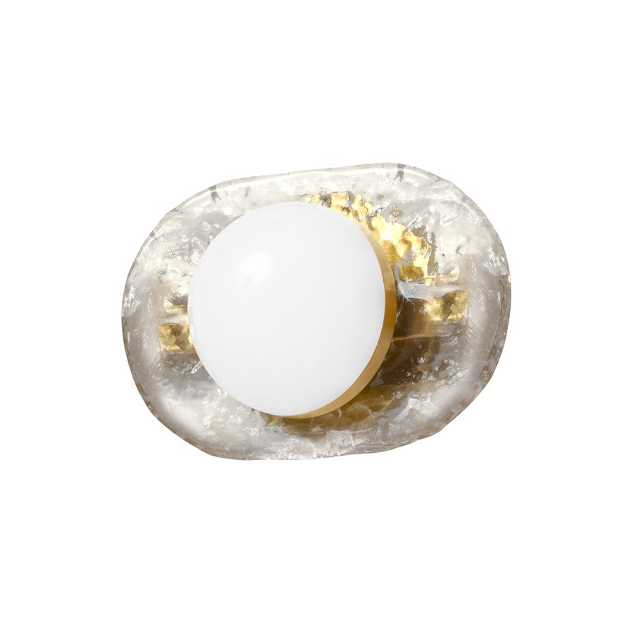 Dainolite Velma 9in 1-Light Vanity | Transitional Aged Brass and Clear Glass | Bathroom & Powder Room | 945 Lumens 3000K | Model VLM-910LEDW-AGB-CLR