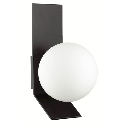 Dainolite Valemont 8in 1-Light Wall Sconce | Modern Opal White Glass and Matte Black Metal | Bedroom & Hallway Accent | Model VMT-81W-MB