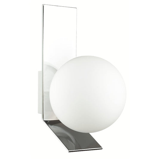 Dainolite Valemont 8in 1-Light Wall Sconce | Modern Opal White Glass and Polished Chrome Metal | Bedroom & Hallway Accent | Model VMT-81W-PC