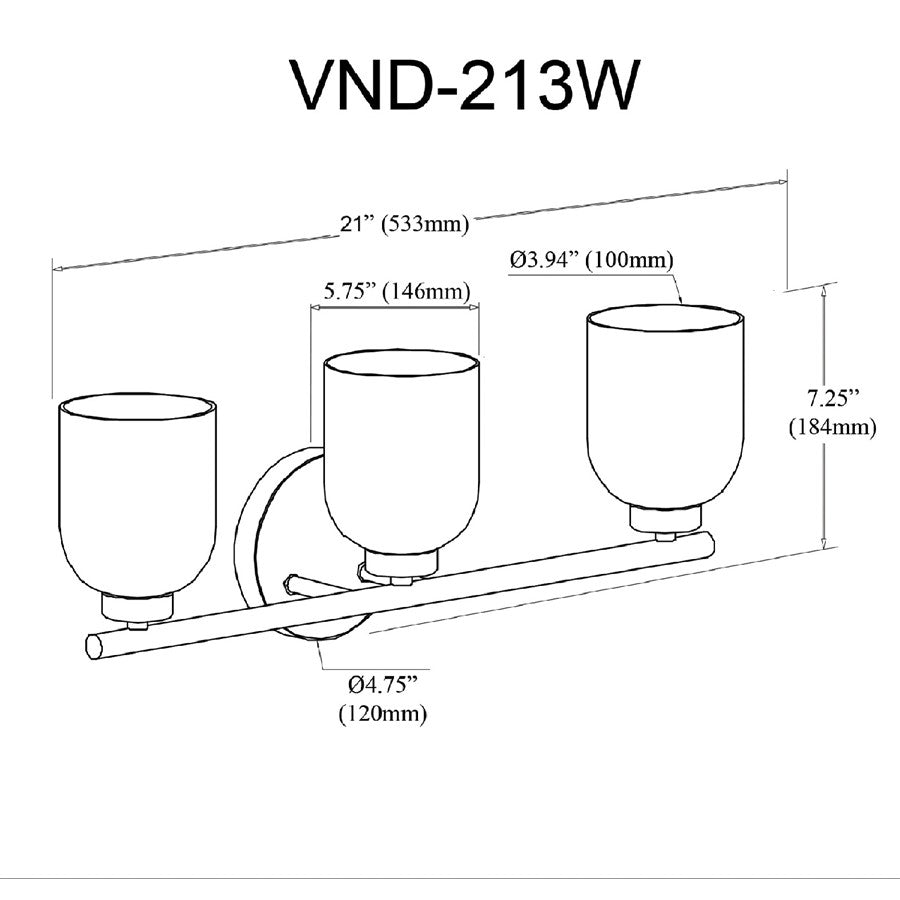 Dainolite Vonda 5in 2-Light Wall Sconce | Transitional Matte Black Metal and White Glass | Bathroom & Powder Room Vanity | Model VND-102W-MB