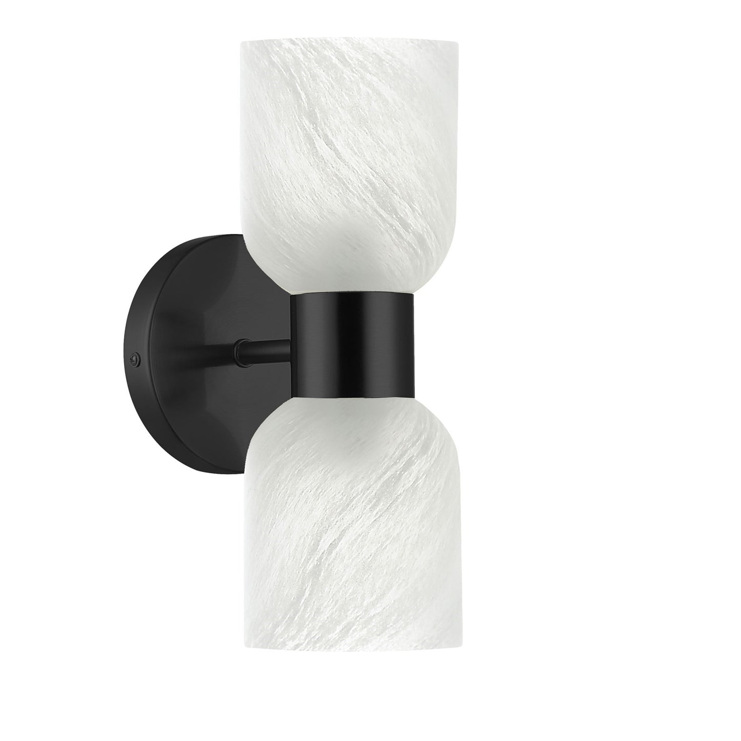 Dainolite Vonda 2-Light Wall Sconce | Transitional Matte Black Metal and Faux Alabaster Glass | Bathroom & Powder Room Vanity | Model VND-102W-MB-ALB