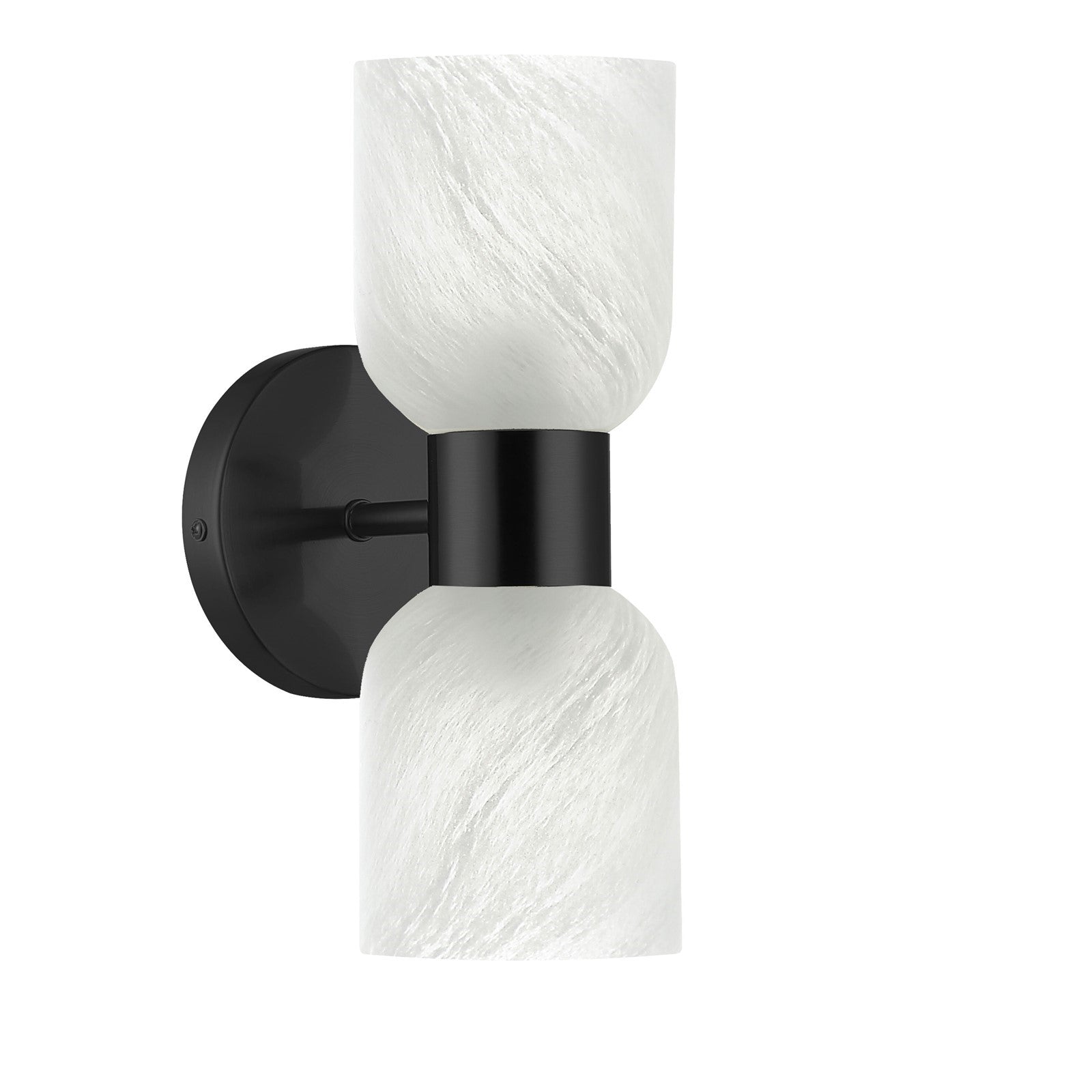 Dainolite Vonda 2-Light Wall Sconce | Transitional Matte Black Metal and Faux Alabaster Glass | Bathroom & Powder Room Vanity | Model VND-102W-MB-ALB