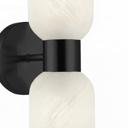 Dainolite Vonda 2-Light Wall Sconce | Transitional Matte Black Metal and Faux Alabaster Glass | Bathroom & Powder Room Vanity | Model VND-102W-MB-ALB