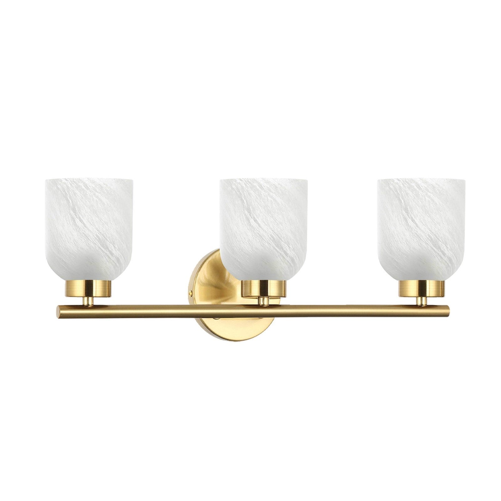 Dainolite Vonda 21in 3-Light Vanity Light | Transitional Aged Brass Metal and Faux Alabaster Glass | Bathroom & Powder Room | 5 x | Model VND-213W-AGB-ALB