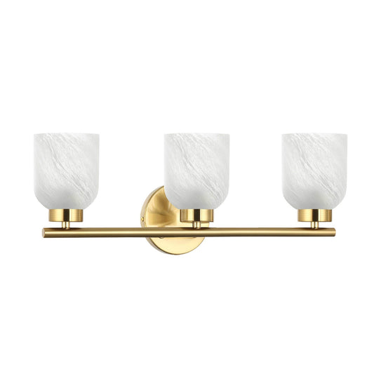 Dainolite Vonda 21in 3-Light Vanity Light | Transitional Aged Brass Metal and Faux Alabaster Glass | Bathroom & Powder Room | 5 x | Model VND-213W-AGB-ALB