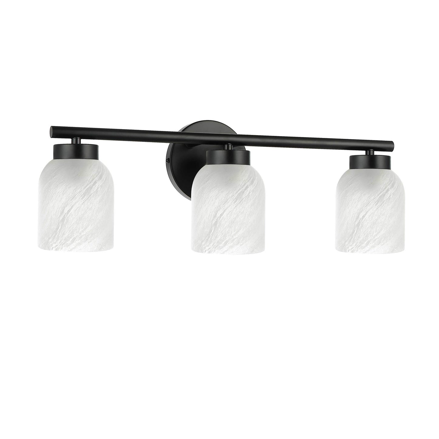 Dainolite Vonda 21in 3-Light Vanity Light | Transitional Matte Black Metal and Faux Alabaster Glass | Bathroom & Powder Room | Model VND-213W-MB-ALB