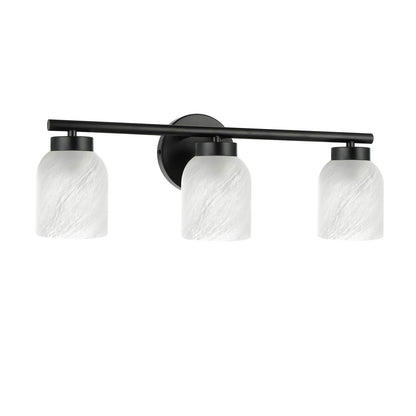 Dainolite Vonda 21in 3-Light Vanity Light | Transitional Matte Black Metal and Faux Alabaster Glass | Bathroom & Powder Room | Model VND-213W-MB-ALB