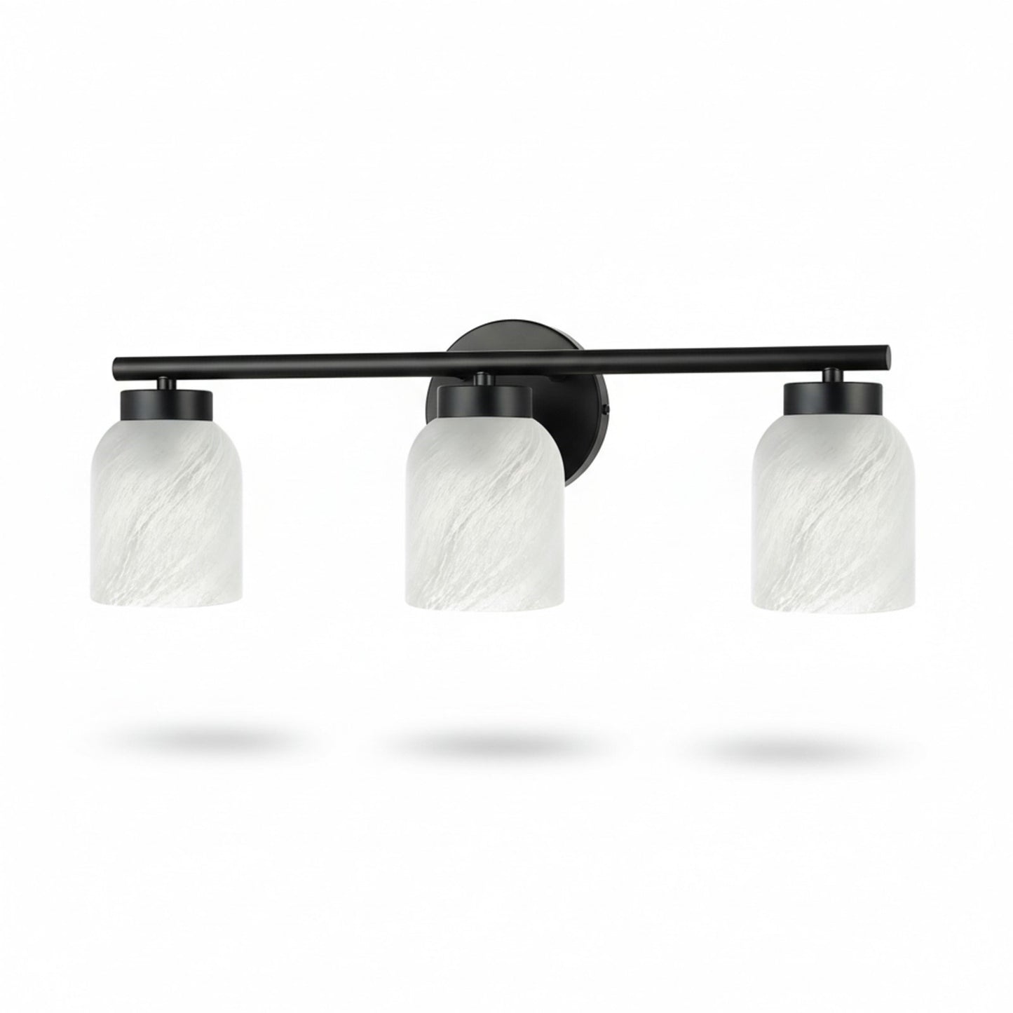 Dainolite Vonda 21in 3-Light Vanity Light | Transitional Matte Black Metal and Faux Alabaster Glass | Bathroom & Powder Room | Model VND-213W-MB-ALB