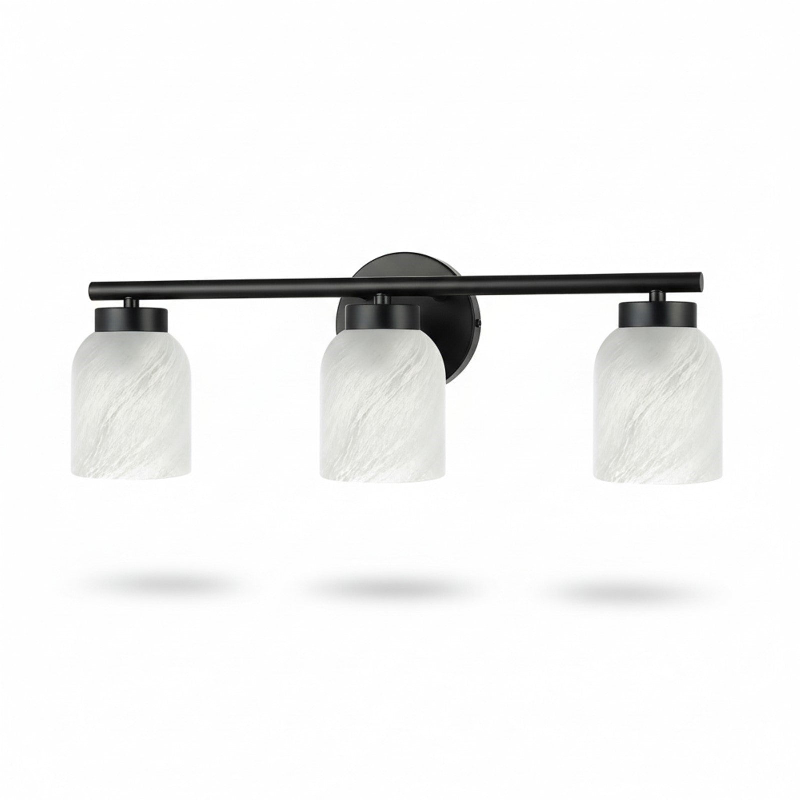 Dainolite Vonda 21in 3-Light Vanity Light | Transitional Matte Black Metal and Faux Alabaster Glass | Bathroom & Powder Room | Model VND-213W-MB-ALB