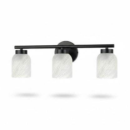 Dainolite Vonda 21in 3-Light Vanity Light | Transitional Matte Black Metal and Faux Alabaster Glass | Bathroom & Powder Room | Model VND-213W-MB-ALB