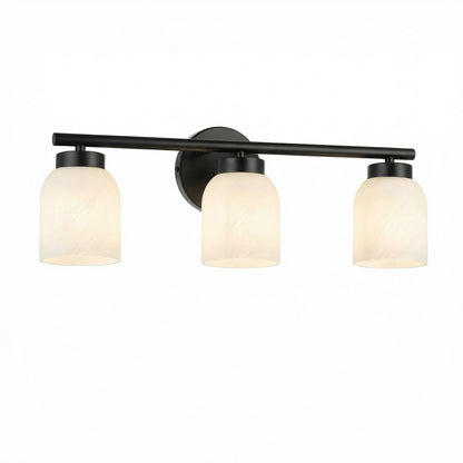 Dainolite Vonda 21in 3-Light Vanity Light | Transitional Matte Black Metal and Faux Alabaster Glass | Bathroom & Powder Room | Model VND-213W-MB-ALB