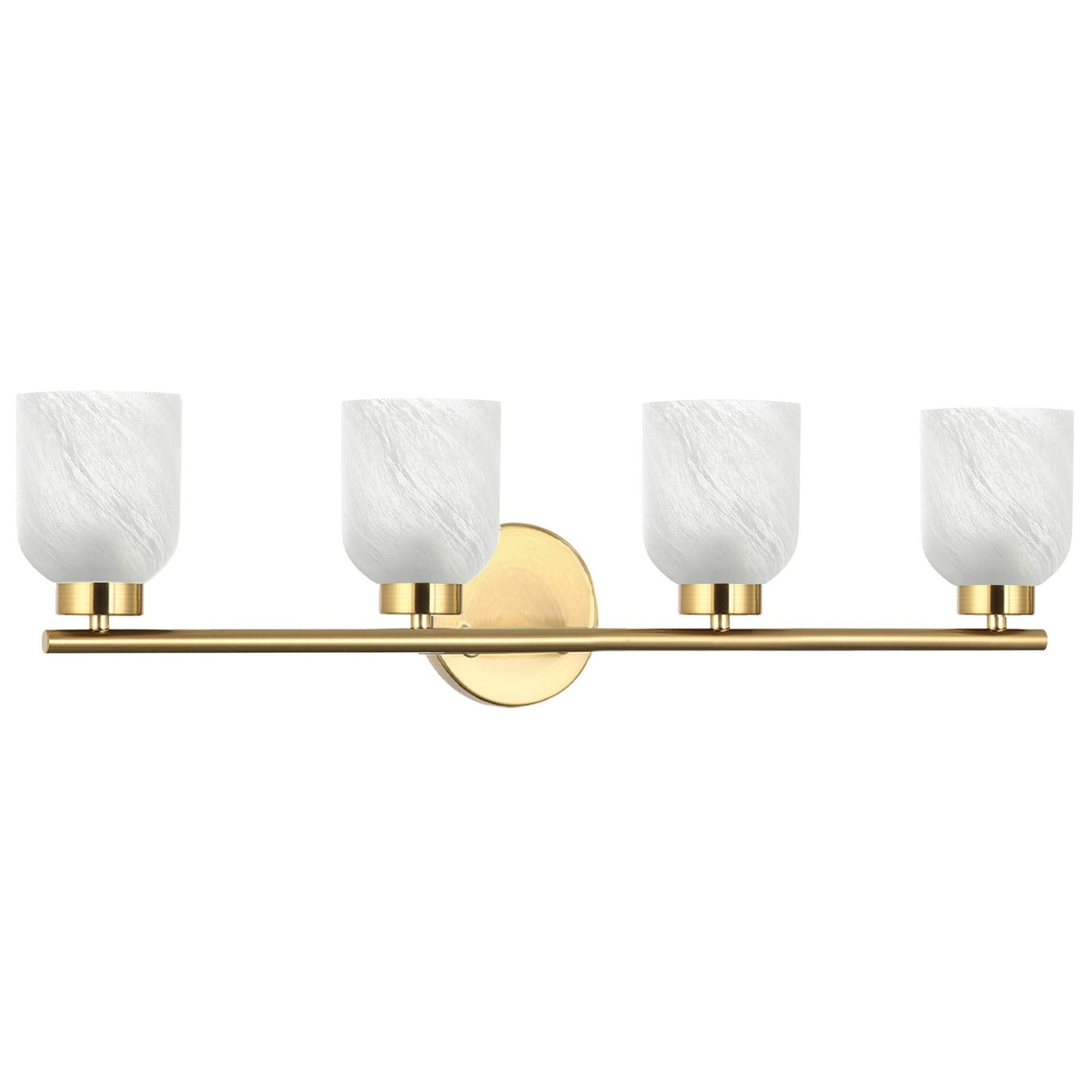 Dainolite Vonda 29in 4-Light Vanity Light | Transitional Aged Brass Metal and Faux Alabaster Glass | Bathroom & Powder Room | 5 x | Model VND-294W-AGB-ALB