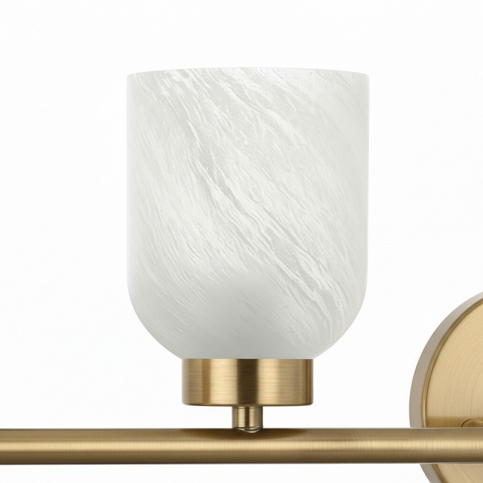 Dainolite Vonda 29in 4-Light Vanity Light | Transitional Aged Brass Metal and Faux Alabaster Glass | Bathroom & Powder Room | 5 x | Model VND-294W-AGB-ALB