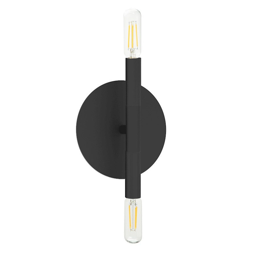 Dainolite Wand 2-Light Wall Sconce | Modern Matte Black Metal | Hallway & Bedroom Accent | 5.75 x 6 x 8.5 in | Model WAN-132W-MB