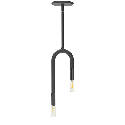 Dainolite Wand 5in 2-Light Pendant | Modern Matte Black Metal | Kitchen Island & Dining Room | 25-56in Drop | Model WAN-152P-MB