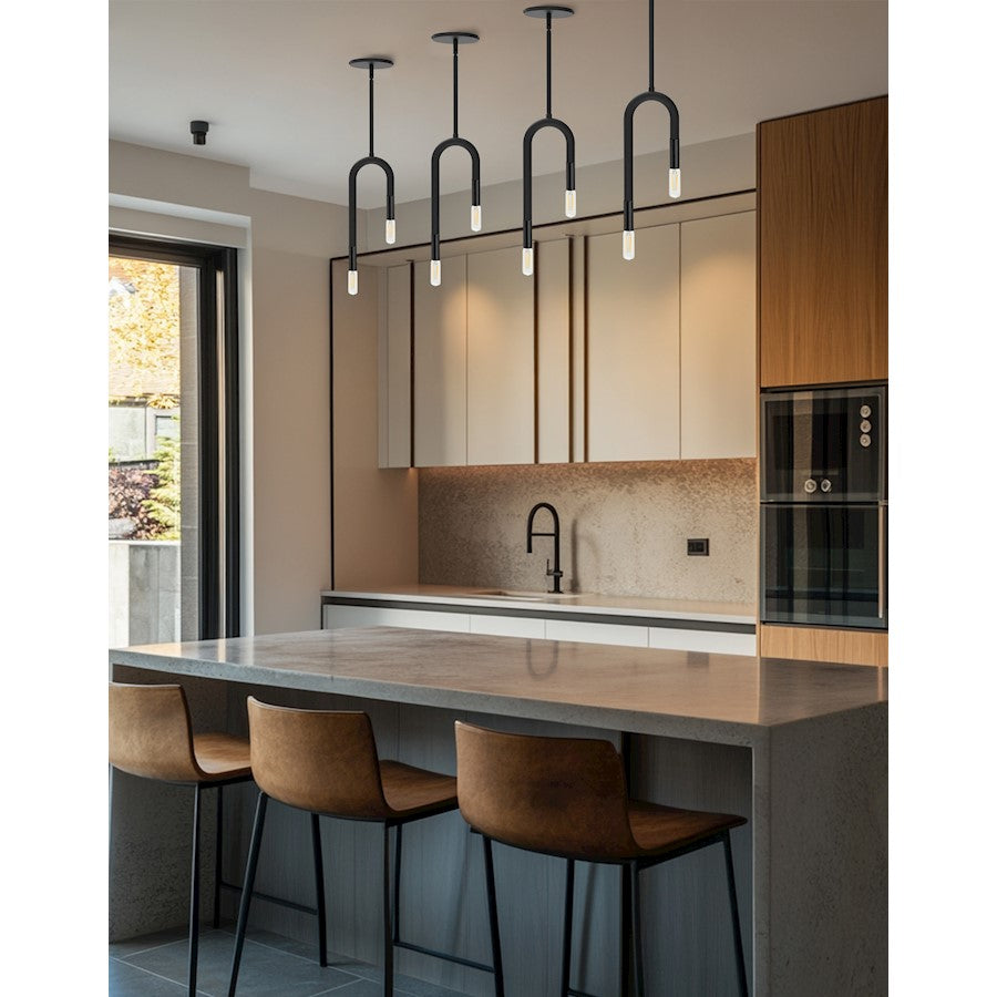 Dainolite Wand 5in 2-Light Pendant | Modern Matte Black Metal | Kitchen Island & Dining Room | 25-56in Drop | Model WAN-152P-MB