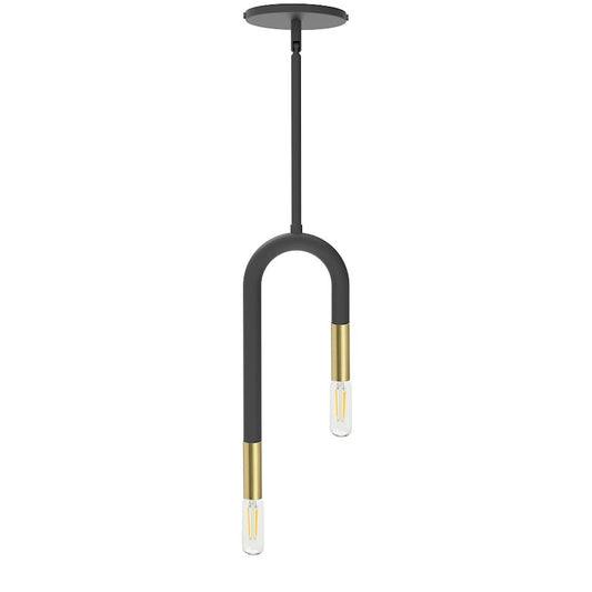 Dainolite Wand 5in 2-Light Pendant | Modern Matte Black and Aged Brass Metal | Kitchen Island & Dining Room | 25-56in Drop | Model WAN-152P-MB-AGB