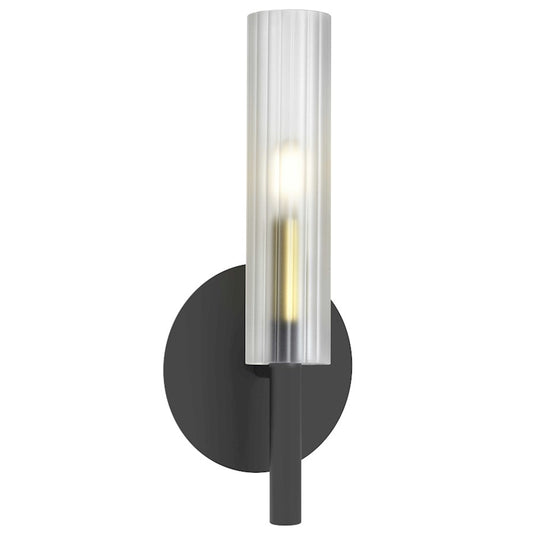 Dainolite Wand 6in 1-Light Wall Sconce | Modern Matte Black and Aged Brass with Frosted Glass | Bathroom & Hallway | 6in | Model WAN-171W-MB-AGB-FR