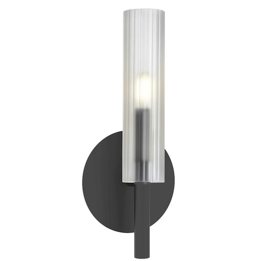 Dainolite Wand 6in 1-Light Wall Sconce | Modern Matte Black with Frosted Glass | Bathroom & Hallway | 6in Extension | Model WAN-171W-MB-FR