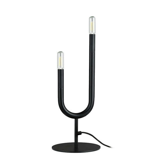 Dainolite Wand 16in 2-Light Table Lamp | Modern Matte Black Metal | Bedroom & Office Desk | 6 x 1 x 16 in | Model WAN-172T-MB