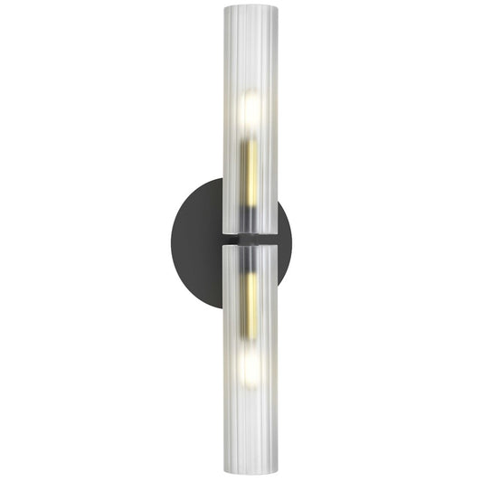 Dainolite Wand 20in 2-Light Wall Sconce | Transitional Matte Black and Aged Brass with Frosted Glass | Bathroom & Bedroom | Model WAN-192W-MB-AGB-FR