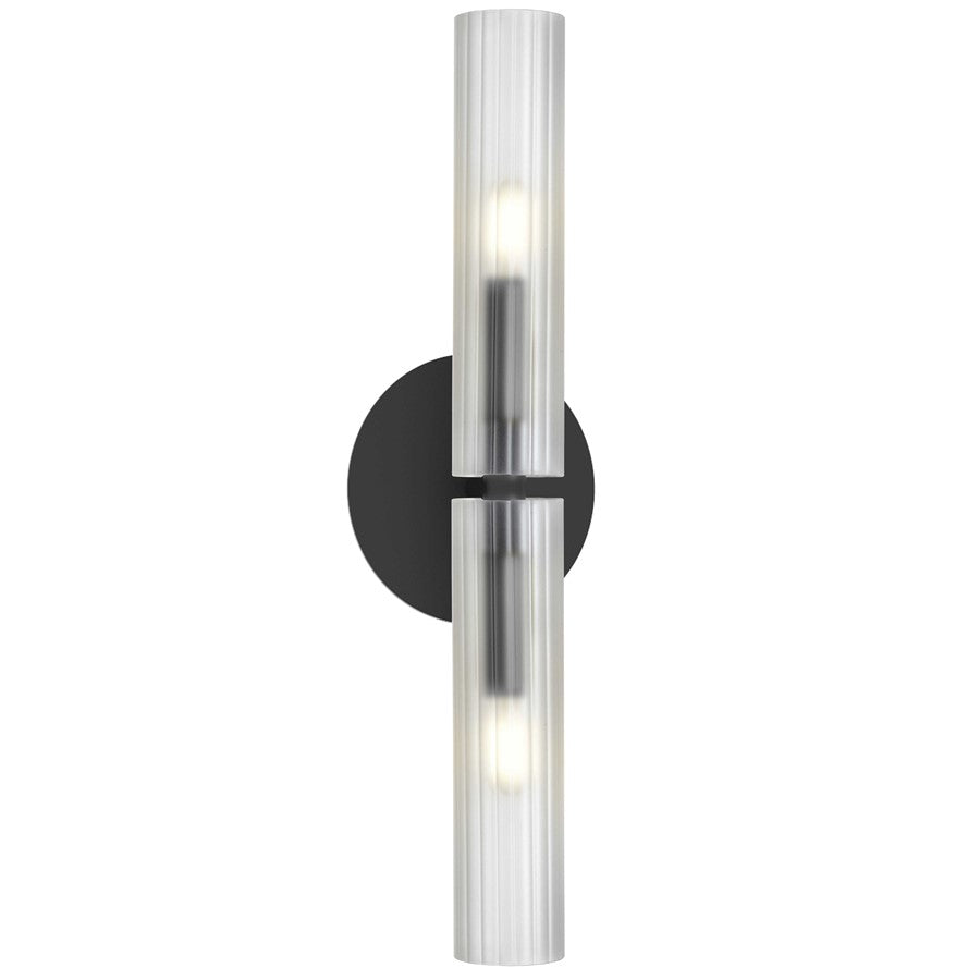 Dainolite Wand 20in 2-Light Wall Sconce | Transitional Matte Black with Frosted Glass | Bathroom & Bedroom Hallway | Model WAN-192W-MB-FR