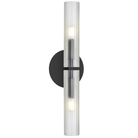 Dainolite Wand 20in 2-Light Wall Sconce | Transitional Matte Black with Frosted Glass | Bathroom & Bedroom Hallway | Model WAN-192W-MB-FR