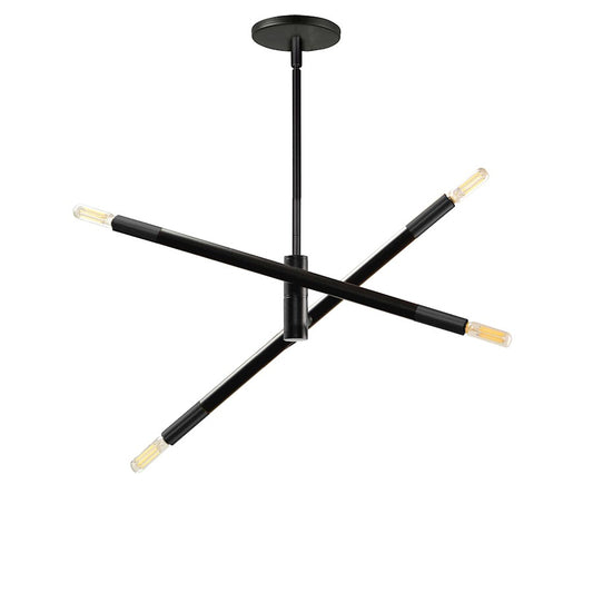 Dainolite Wand 20in 4-Light Pendant | Modern Matte Black Metal | Kitchen Island & Dining Room | 19.5 x 19.5 x 4 in | Model WAN-244P-MB