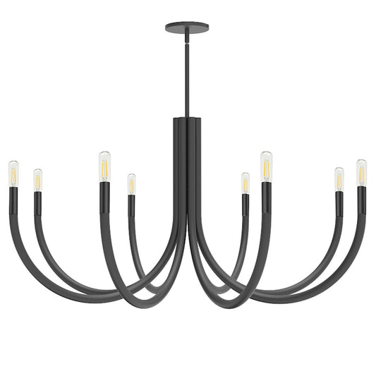 Dainolite Wand 38in 8-Light Chandelier | Modern Matte Black Metal | Dining Room & Foyer | 38 x 38 x 19 in | Model WAN-388C-MB
