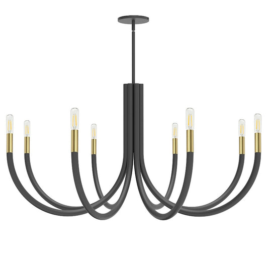 Dainolite Wand 38in 8-Light Chandelier | Modern Matte Black and Aged Brass | Dining Room & Foyer | 38 x 38 x 19 in | Model WAN-388C-MB-AGB