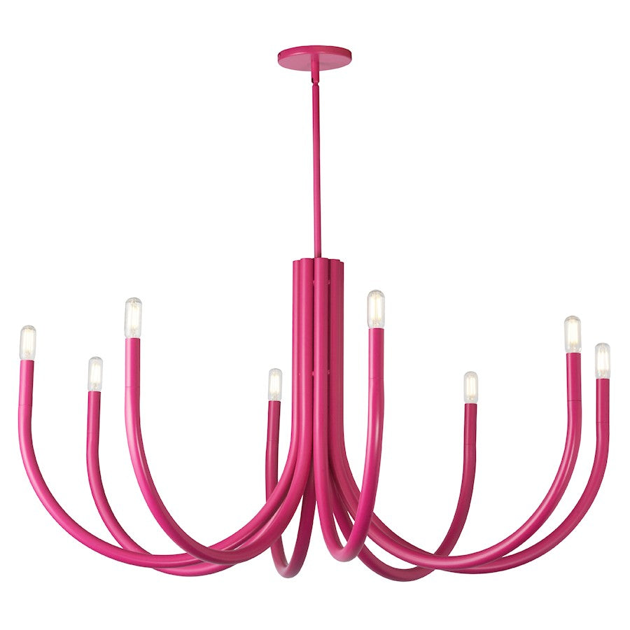 Dainolite Wand 38in 8-Light Chandelier | Modern Pink Metal | Dining Room & Foyer | 38 x 38 x 19 in | Model WAN-388C-PNK