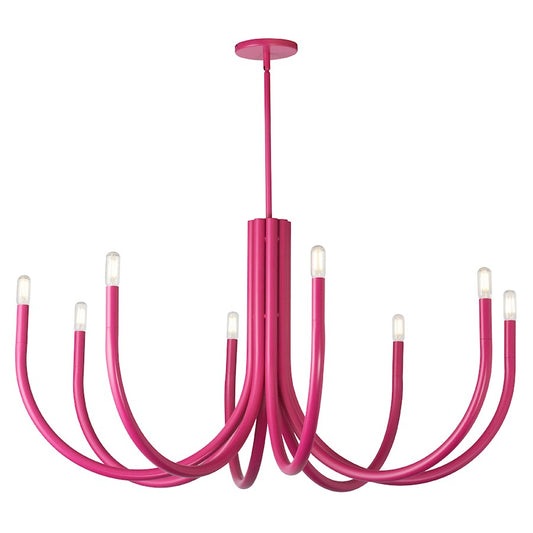 Dainolite Wand 38in 8-Light Chandelier | Modern Pink Metal | Dining Room & Foyer | 38 x 38 x 19 in | Model WAN-388C-PNK