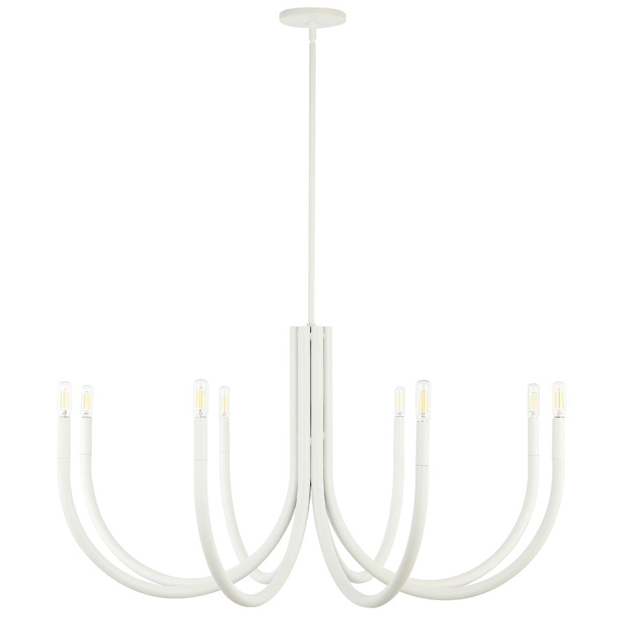 Dainolite Wand 38in 8-Light Chandelier | Modern Sandy White Metal | Dining Room & Foyer | 38 x 38 x 19 in | Model WAN-388C-SW