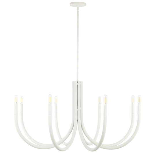 Dainolite Wand 38in 8-Light Chandelier | Modern Sandy White Metal | Dining Room & Foyer | 38 x 38 x 19 in | Model WAN-388C-SW