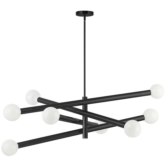 Dainolite Wand 36in 8-Light Linear Pendant | Modern Matte Black Metal | Foyer & Kitchen Island | 36 x 36 x 19 in | Model WAN-398C-MB